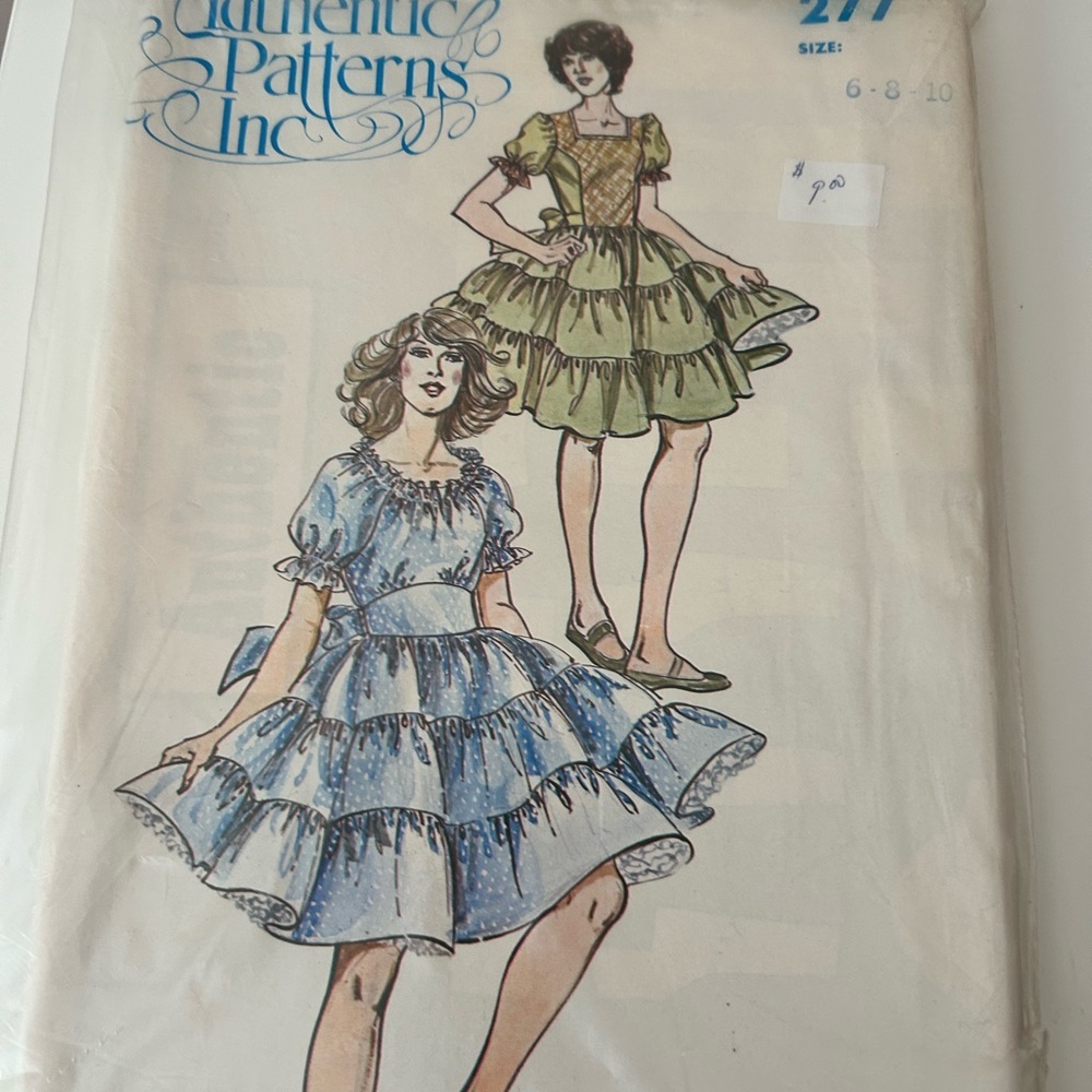 4/$100 Authentic Patterns Vintage Dress sew with Blue and Green Designs